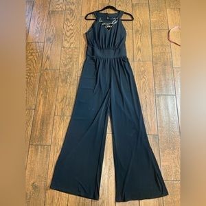 Luxology Black Jumpsuit w Retro gold/black collar/necklace (detachable) Medium